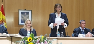 La magistrada María Elena Mayor Rodrigo durante su intervención como presidenta de la Audiencia de Guadalajara